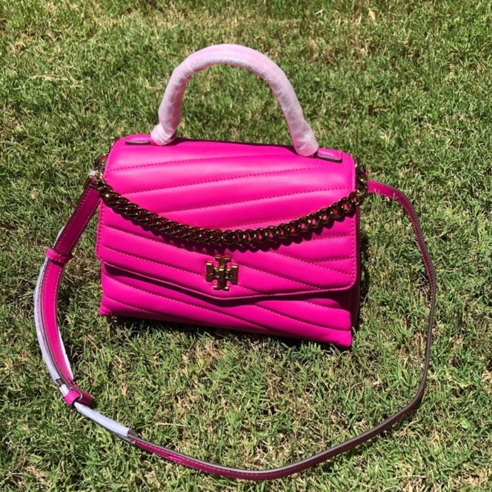 Kira Chevron Top-handle Satchel - Hot Pink